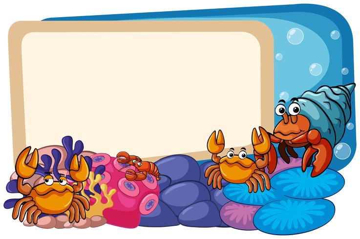 Border template with sea animals underwater vector