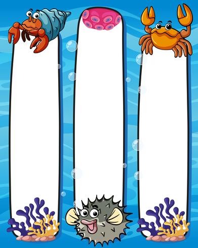 Paper template with sea animals vector