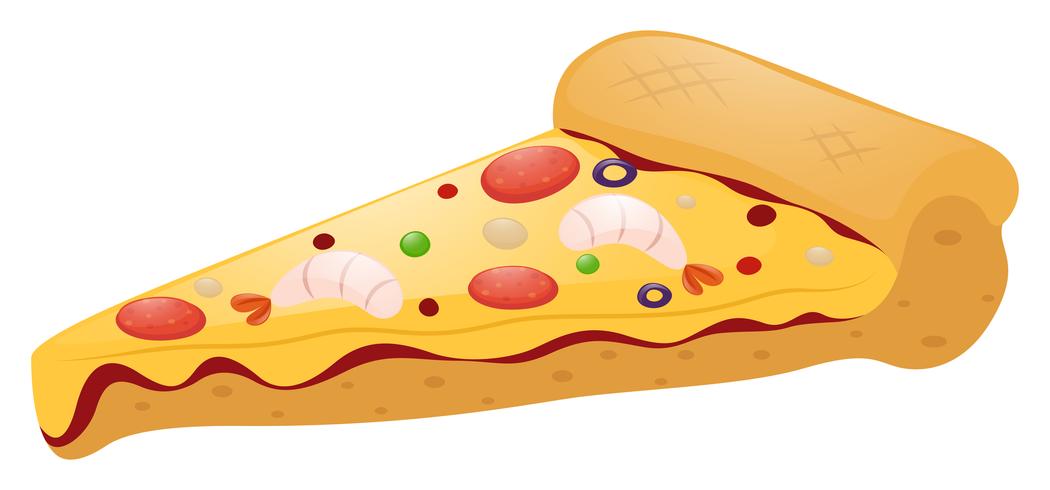 Slice of pizza with meat toppings vector