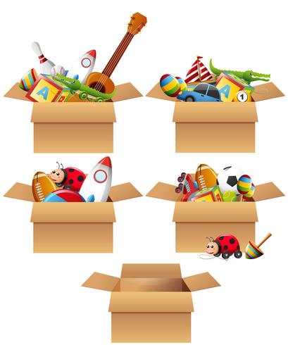 Boxes full of toys vector