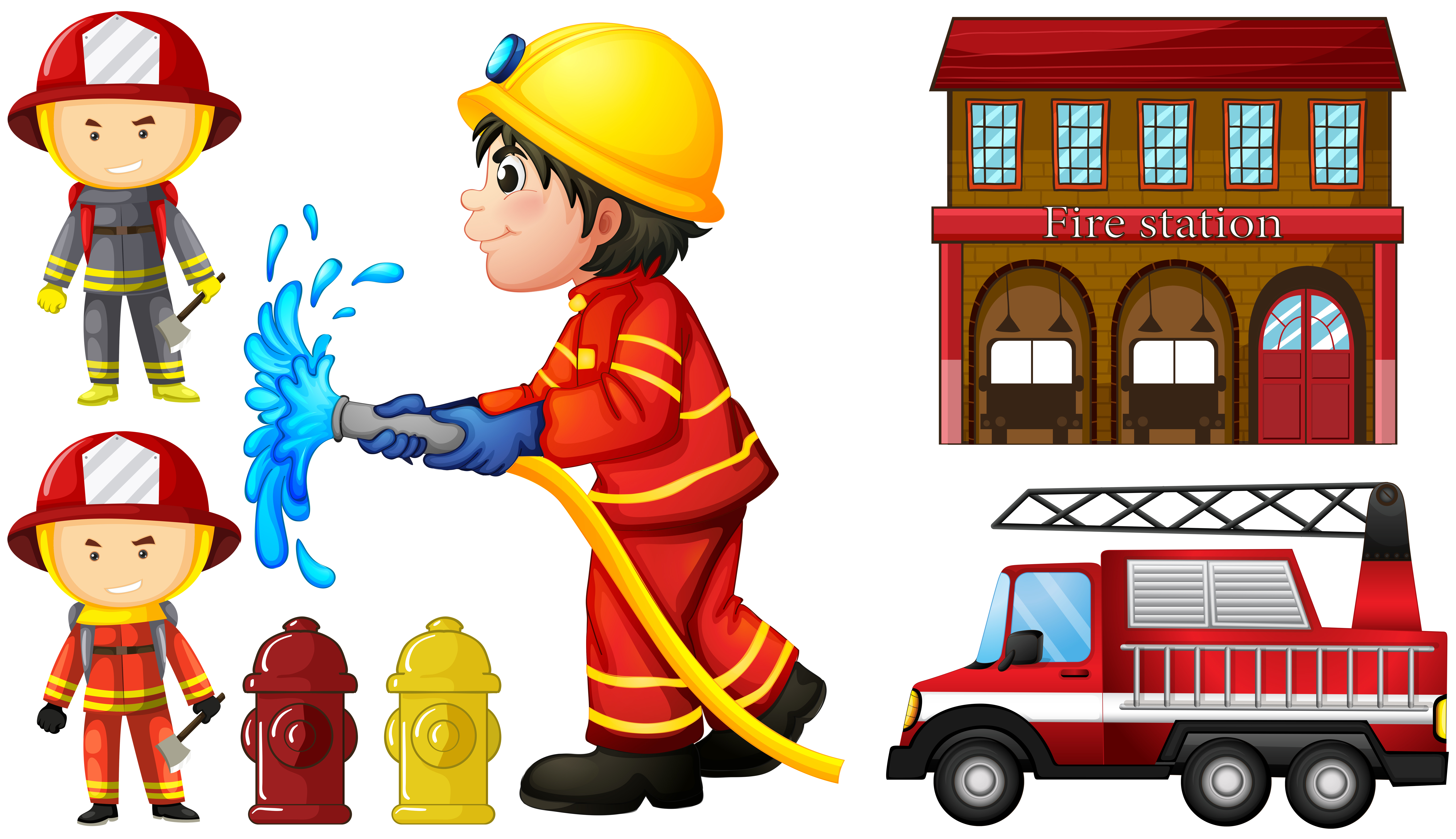 Firefighters And Fire Station 368958 Vector Art At Vecteezy