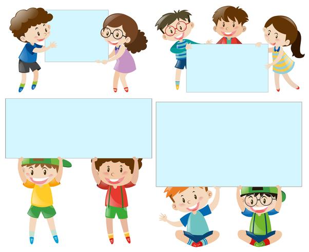 Border template with boys and girls vector