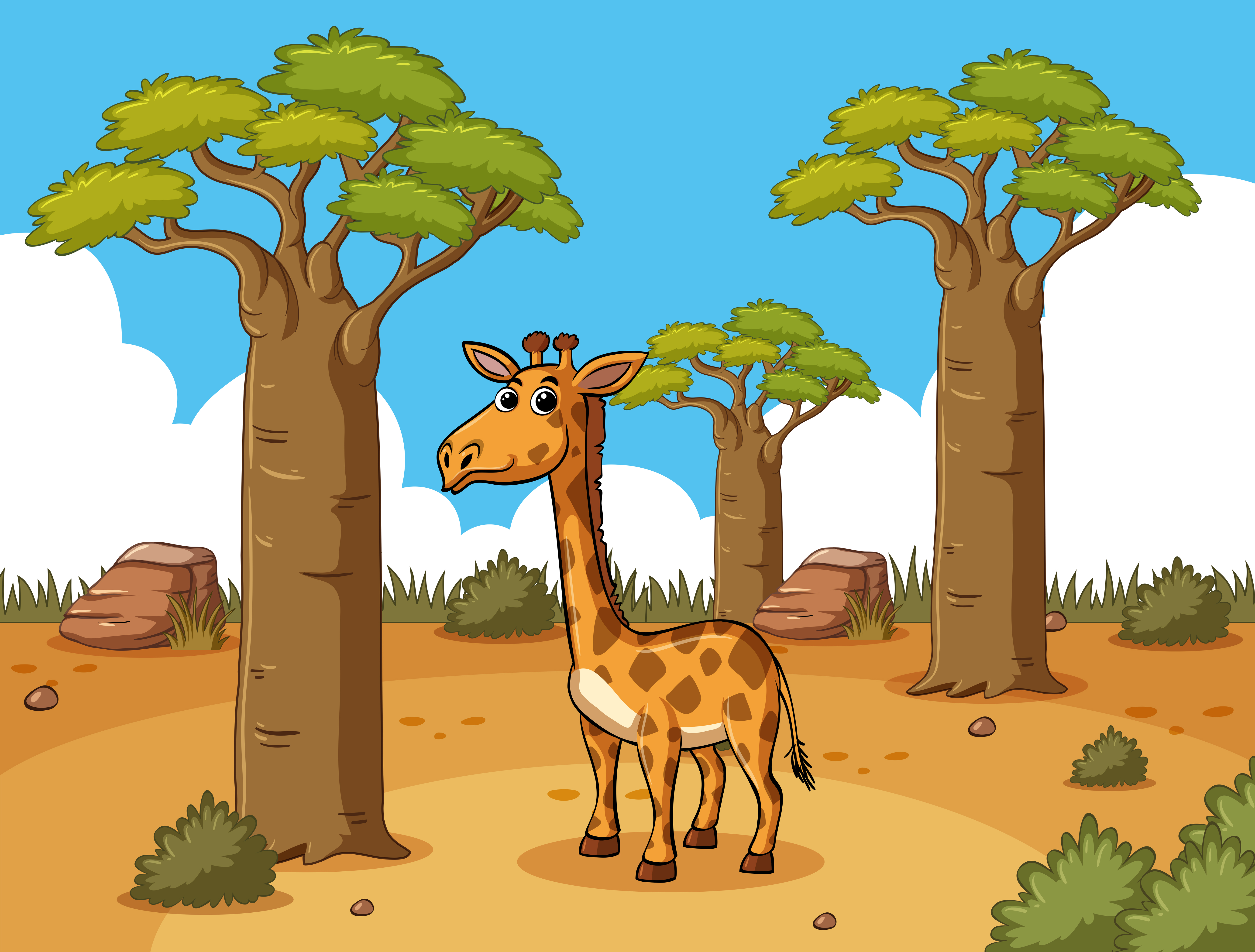 Download Giraffe in desert ground - Download Free Vectors, Clipart ...