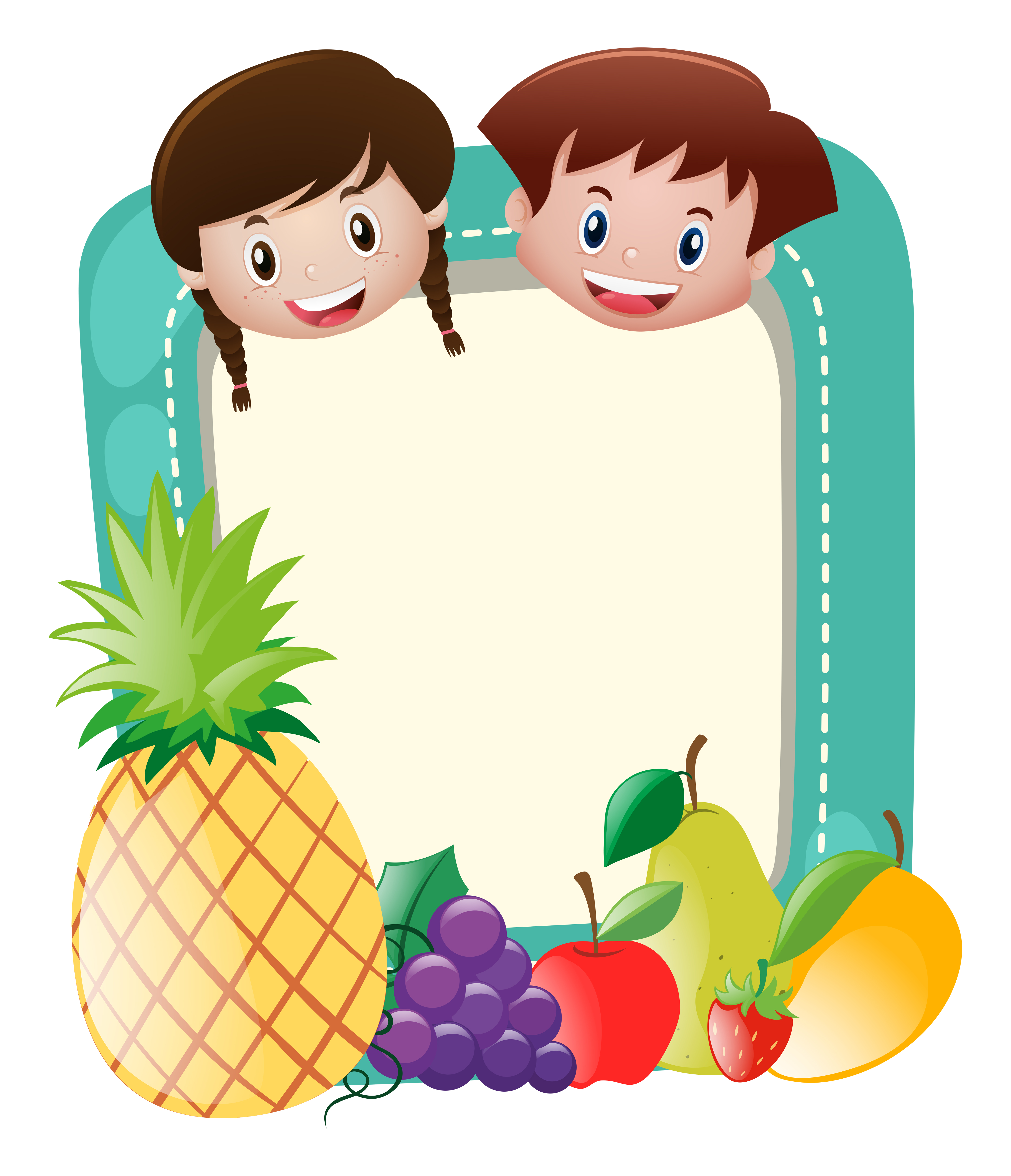Download Border template with kids and fruits - Download Free ...