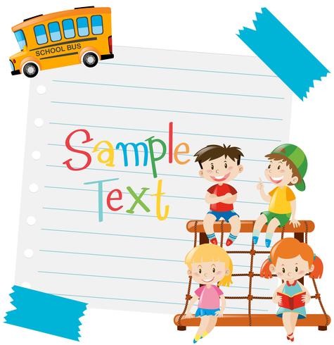 Paper design with kids and school bus vector