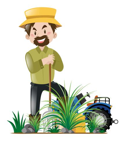 Jardinero trabajando en jardin vector