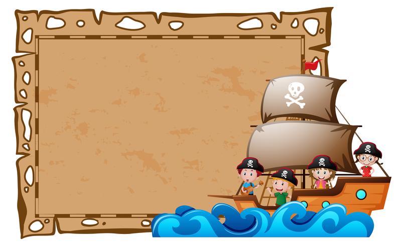 Plantilla de frontera con niños como piratas. vector