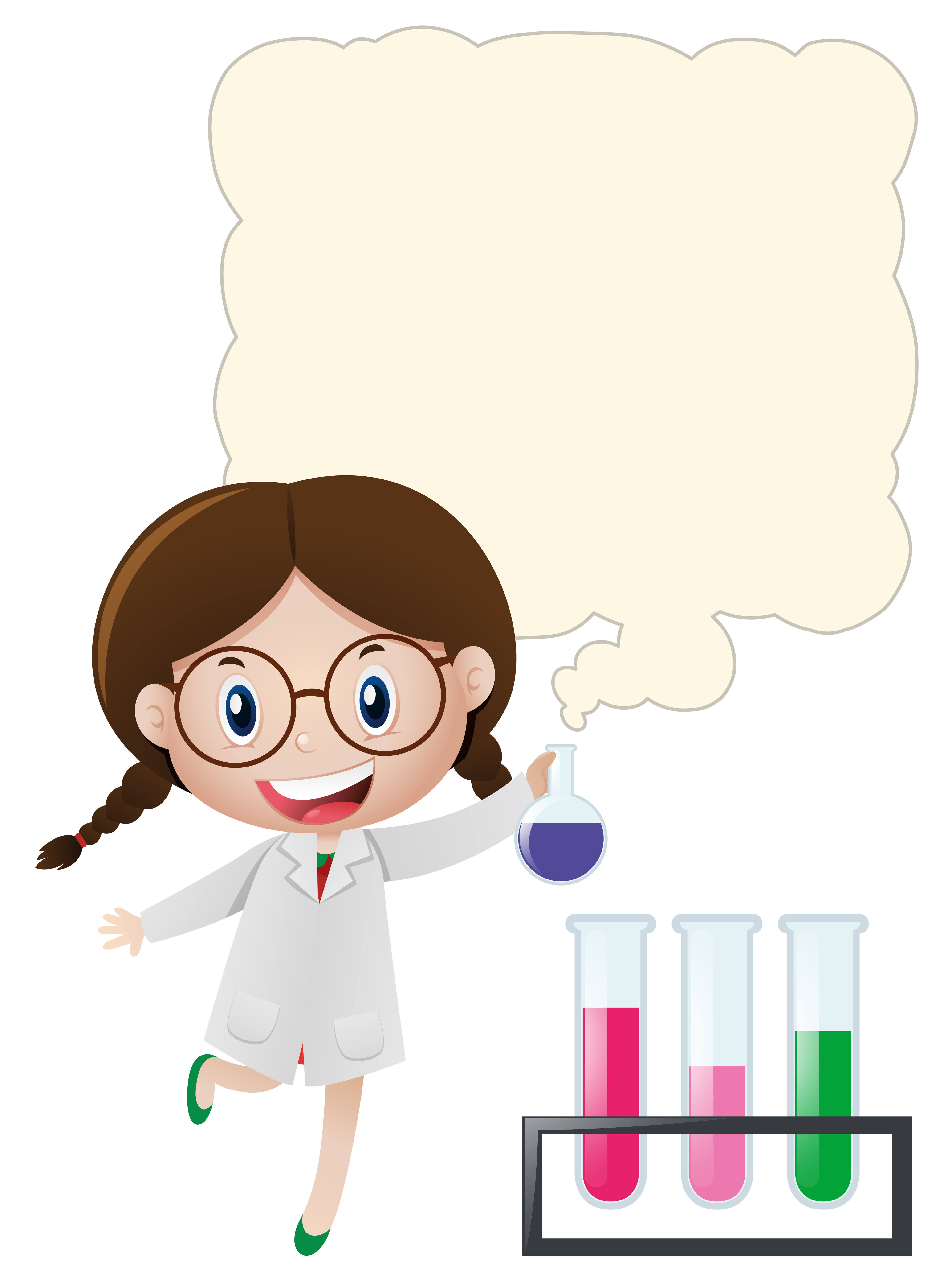 Border template with girl in science lab 369055 Vector Art at Vecteezy