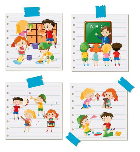 Children doing different activities together vector