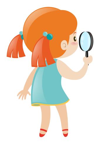 Little girl holding magnifying glass vector