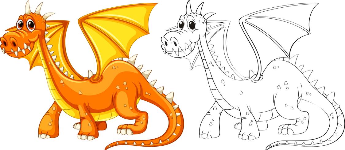 Esquema animal para dragón con alas. vector