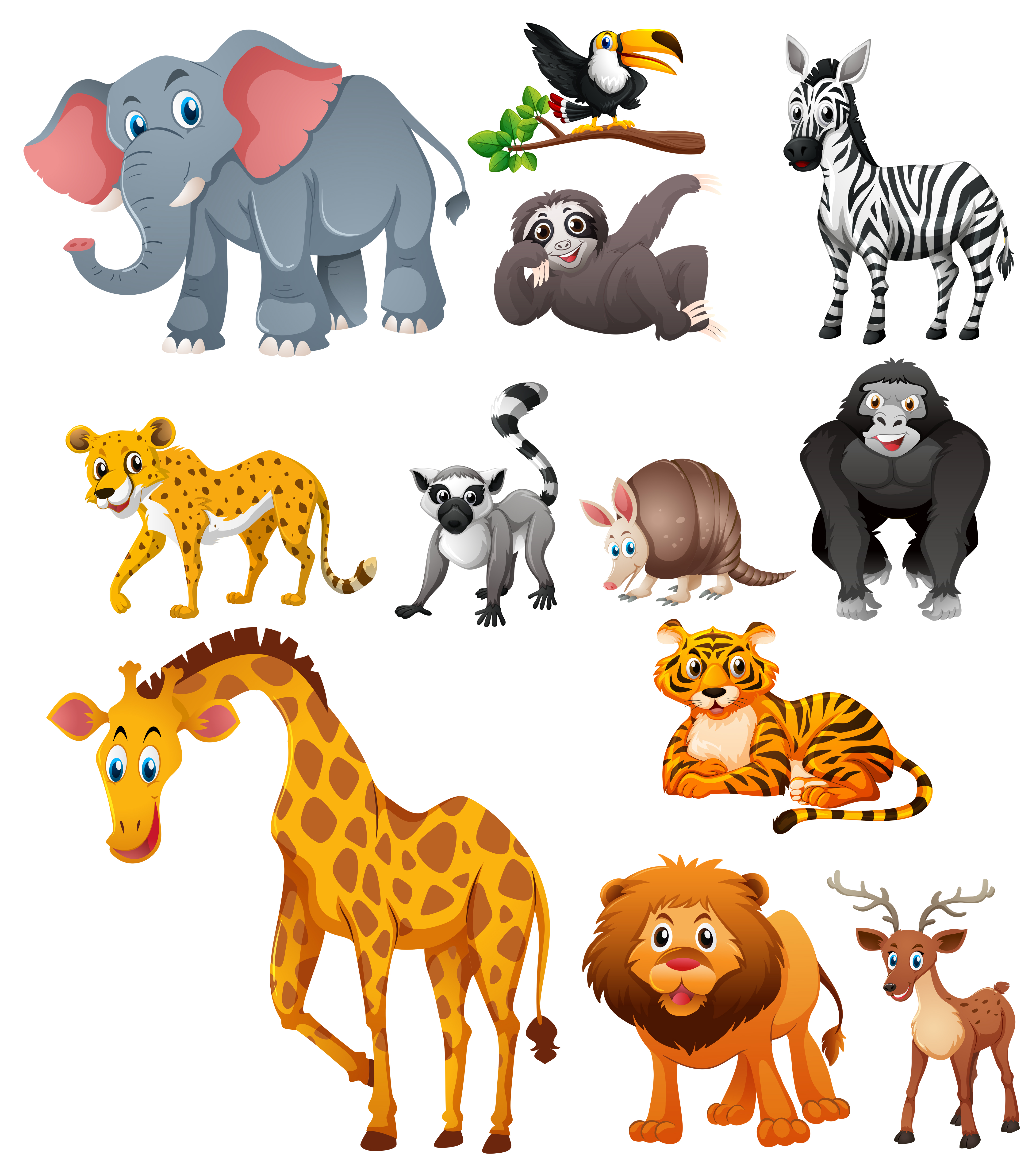 Different types of wild animals 369088 Vector Art at Vecteezy