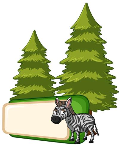 Banner template with zebra and trees vector