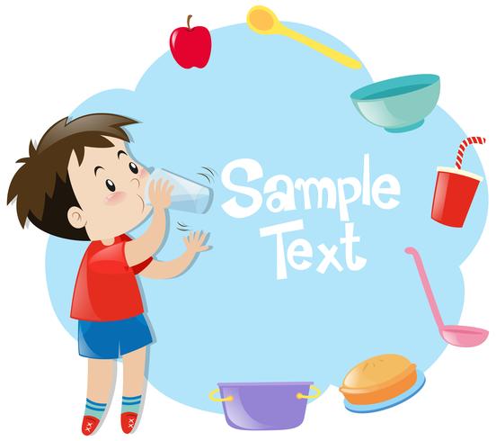 Paper design with boy drinking in background vector