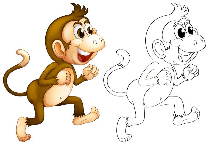 Animal outline for monkey walking vector