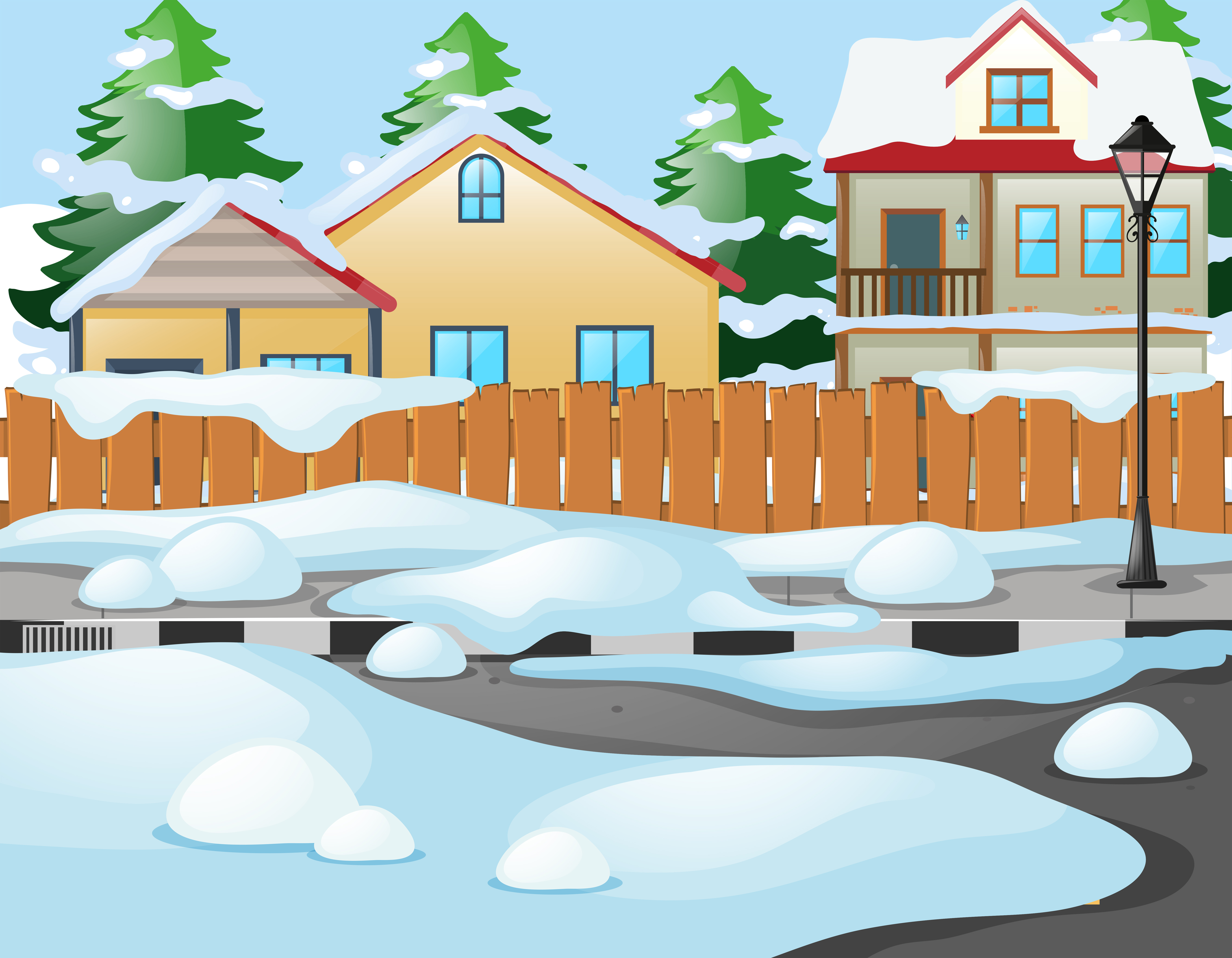Download Neighborhood scene in winter time 369171 - Download Free Vectors, Clipart Graphics & Vector Art