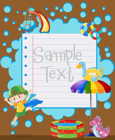 Paper template with happy boy jumping vector