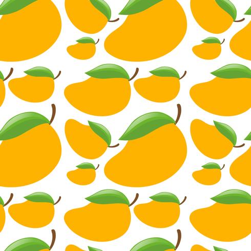 Seamless background with fresh mangoes vector
