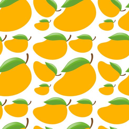 Seamless background with fresh mangoes vector