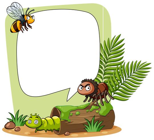 Border template with bugs in park vector