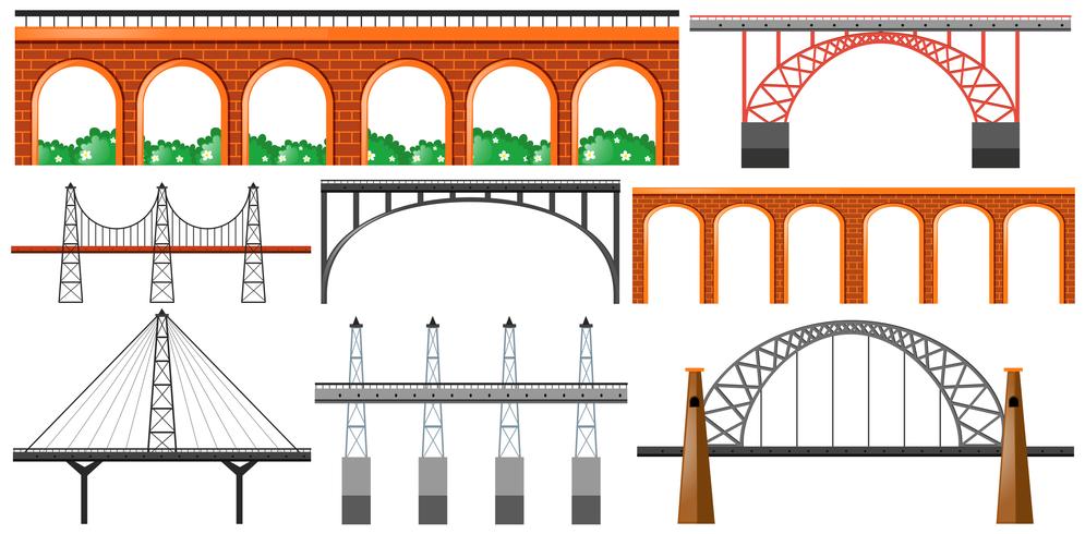 Diferentes diseños de puentes. vector