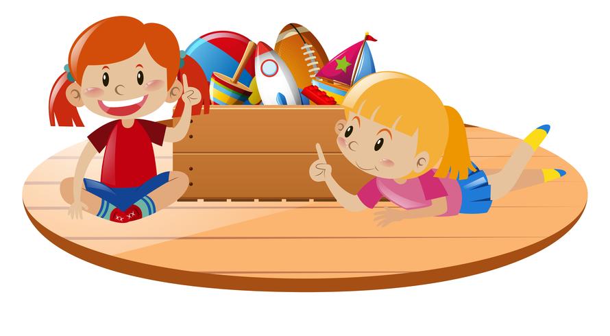 Girls playing toys on the floor vector
