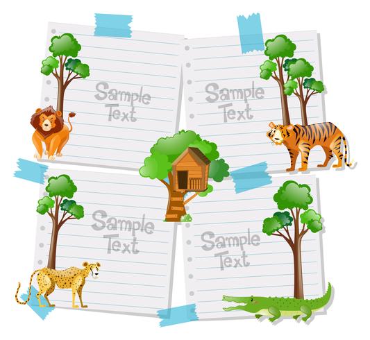 Paper template with animals in background vector