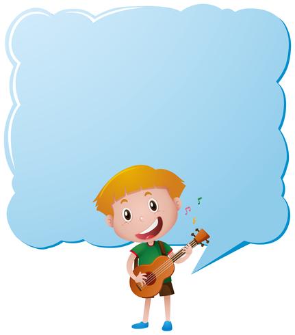 Plantilla de borde con niño tocando la guitarra vector