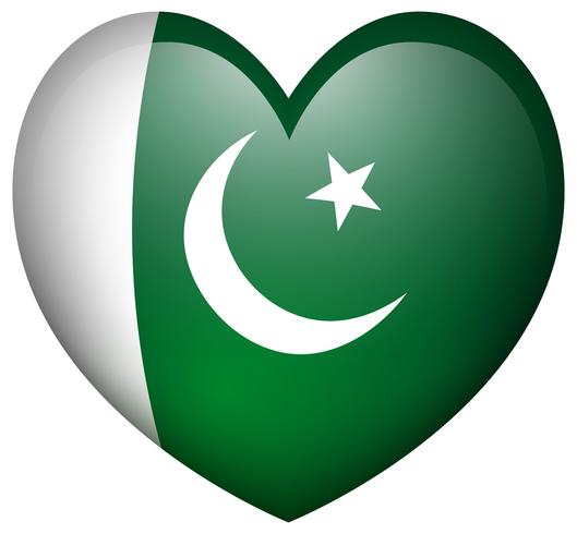 Bandera de Pakistán en forma de corazón vector