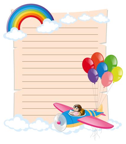 Paper template with kid on plane vector