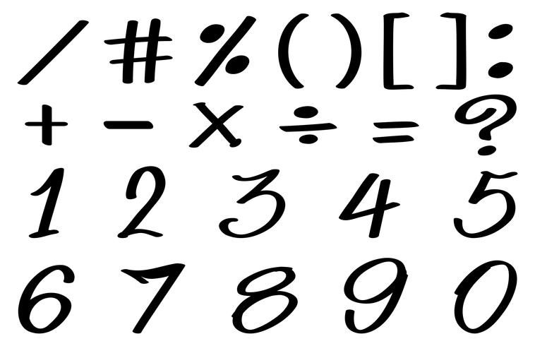 Diseño de fuentes para números y signos matemáticos. vector