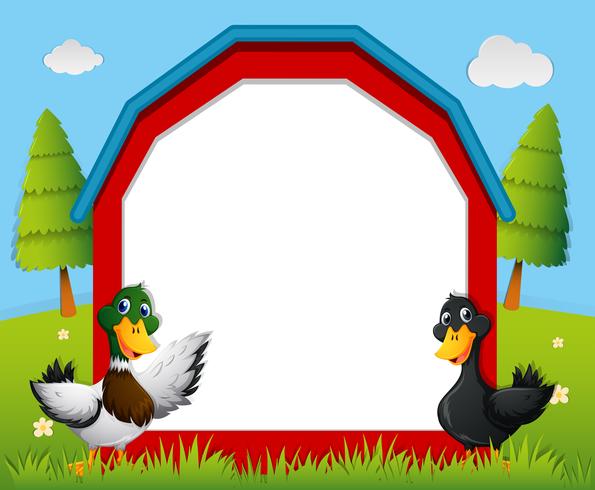 Border template with ducks in the farm vector