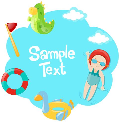 Paper template with kid swimming vector