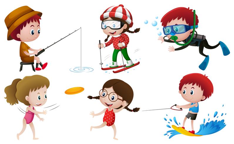 People doing different outdoor activities vector