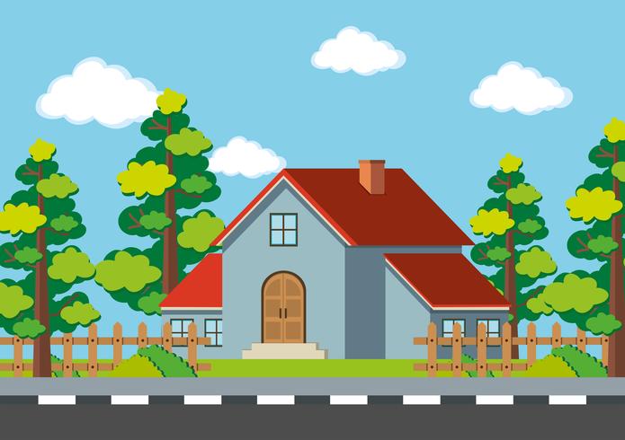 Gray house on the road vector