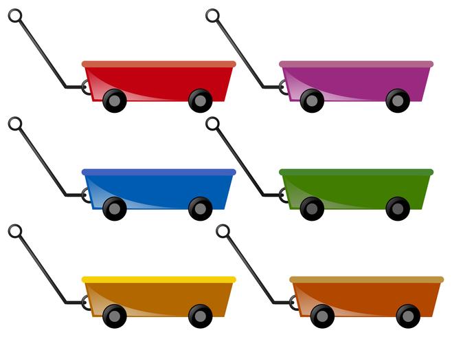 Wagon in six colors vector