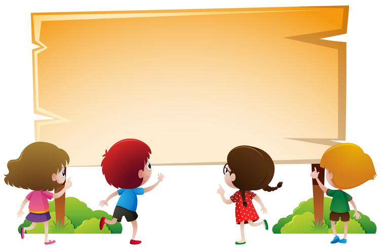 Border template with kids in park vector