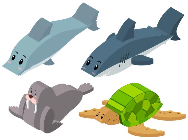 Diseño 3D para animales marinos. vector