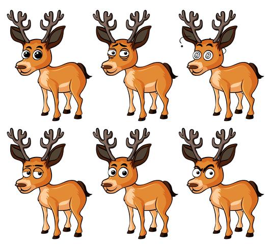 Deer with different facial expressions vector