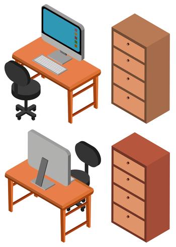 3D design for computer on table  vector