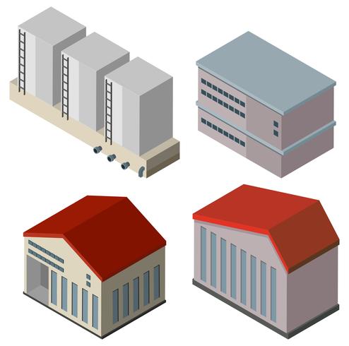 Different designs of buildings vector