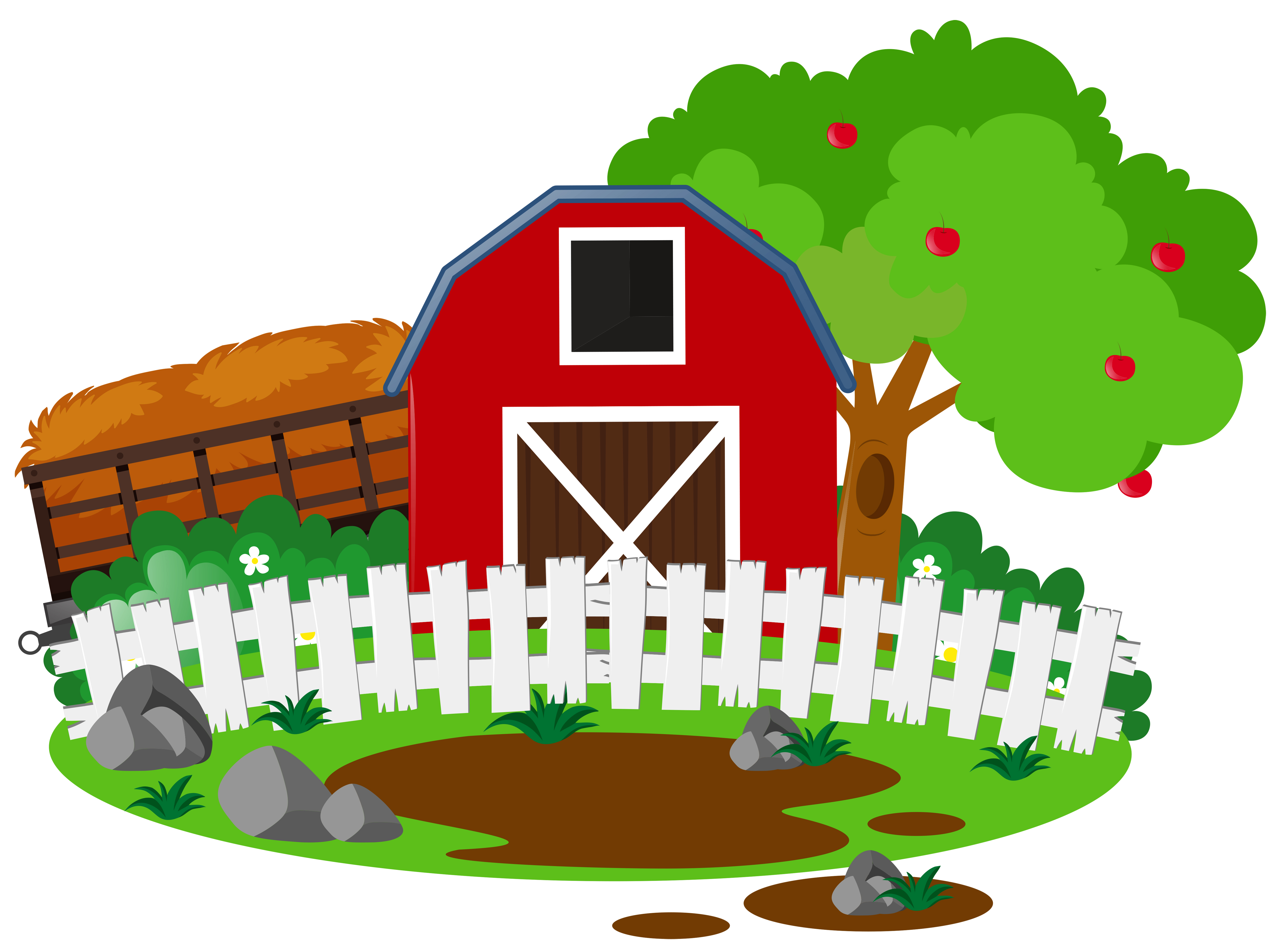 Download Farm scene with barn and apple tree 369453 - Download Free ...