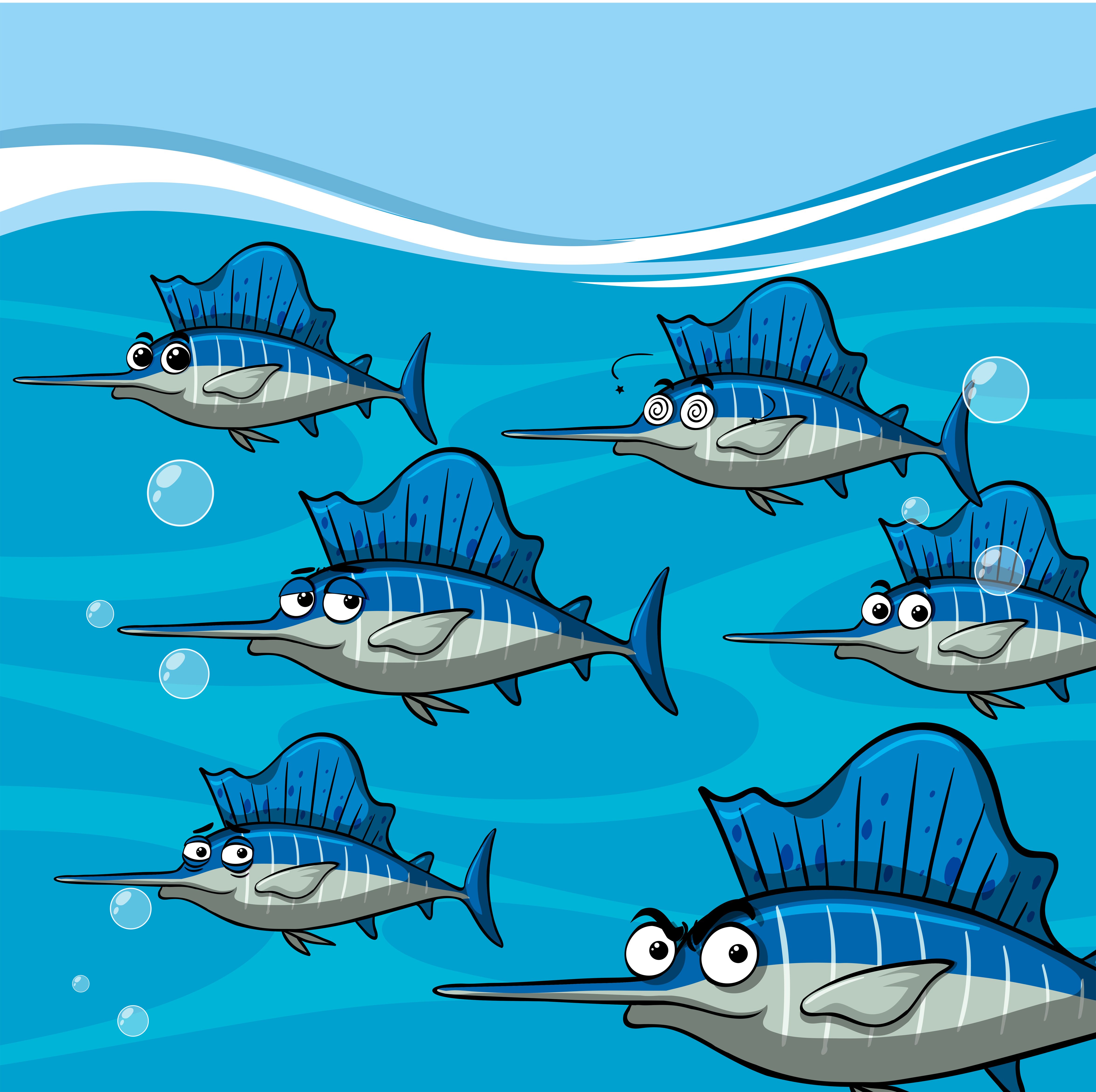 Download Many swordfish under the ocean 369477 Vector Art at Vecteezy