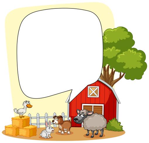 Escena de la granja con muchos animales. vector