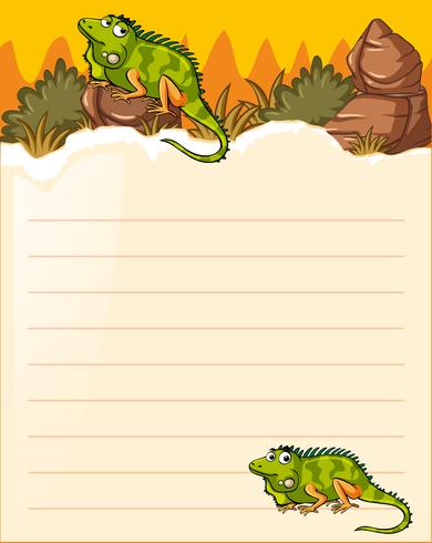 Paper template with two lizards vector