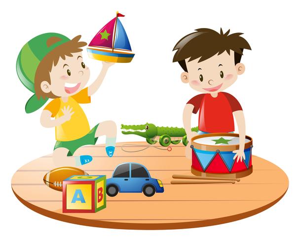 Niños jugando con juguetes vector