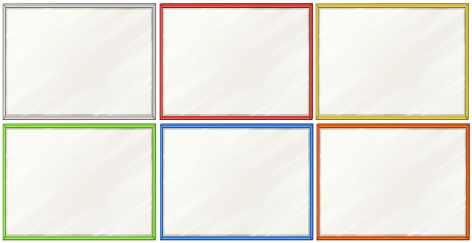 Blank boards with six color frames vector
