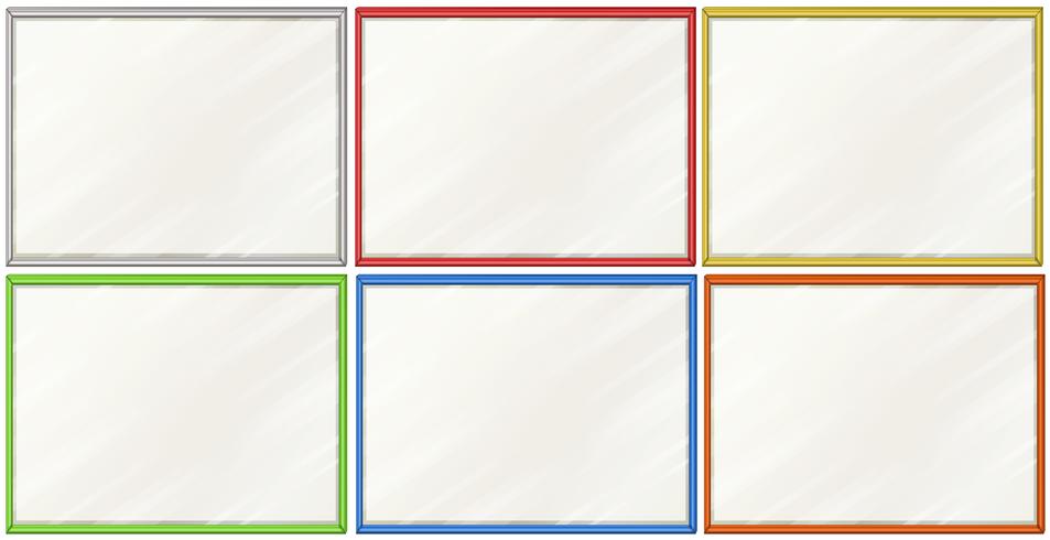 Blank boards with six color frames vector