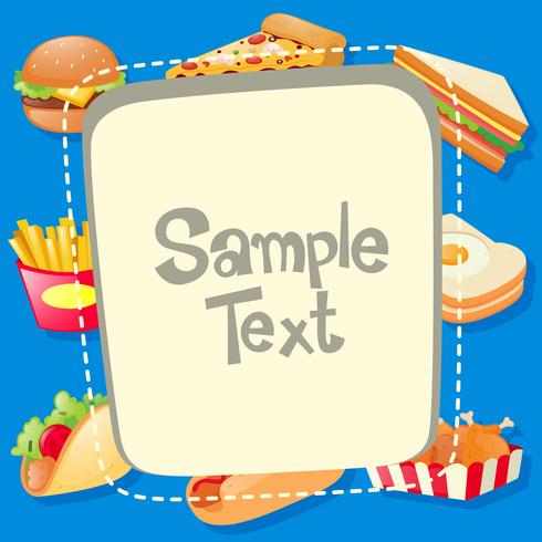 Border template with different types of junkfood vector