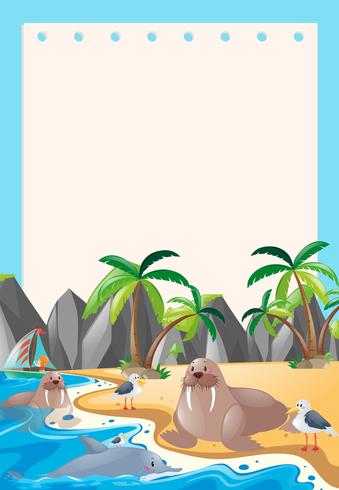 Border template with sea animals vector